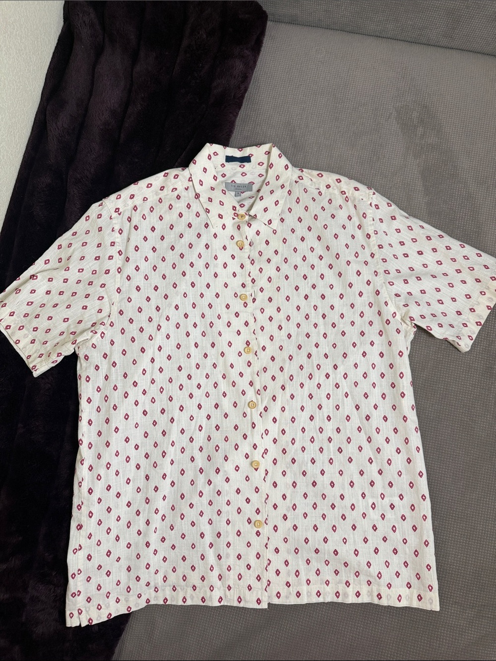 Ted Baker Ginton Geometric Print Cotton Shirt Size 5 (XL)